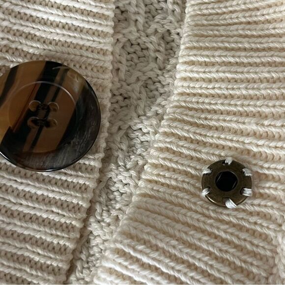 Vintage Y2K Knit Cropped Sweater in Cream Size Large Wool Babydoll Belted - Picture 7 of 11